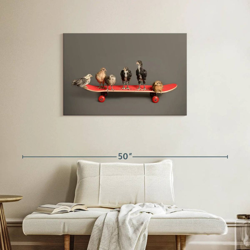 Brampt Chicks On Skateboard, 24" H x 36" W