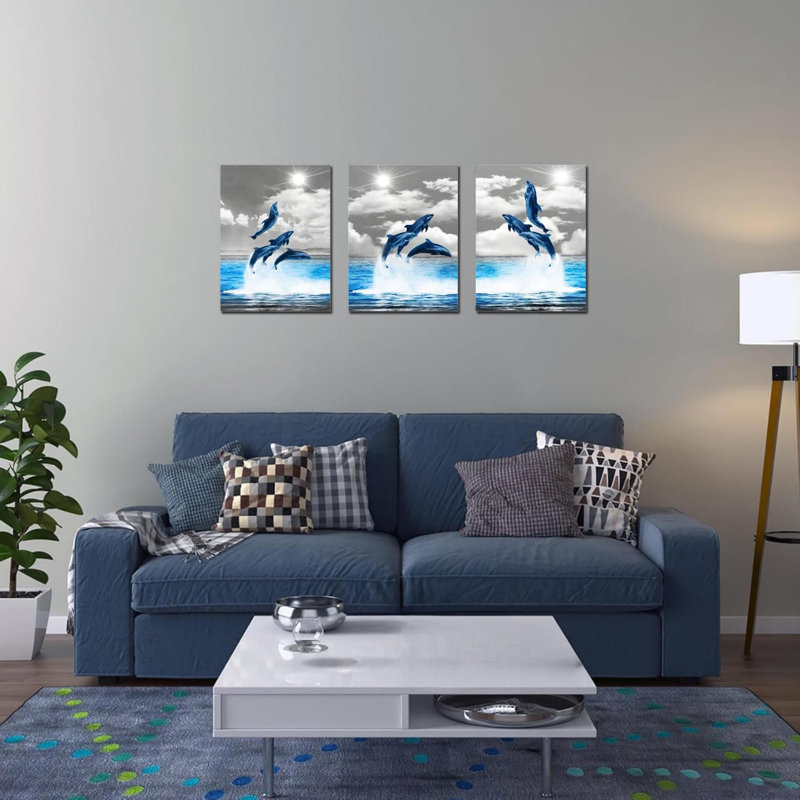 3 pièces d'art mural en toile abstraite sans cadre 16 "x 24"