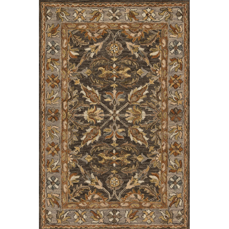 Ryler Hand Hooked Wool Oriental Indoor Rug, Rectangle 3'6" x 5'6"