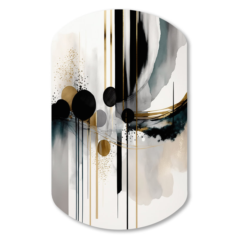 Sistina Abstract Transitional Shapes V - Abstract Shapes Cylinder Metal Wall Art, Black Asymmetrical Metal Art Print