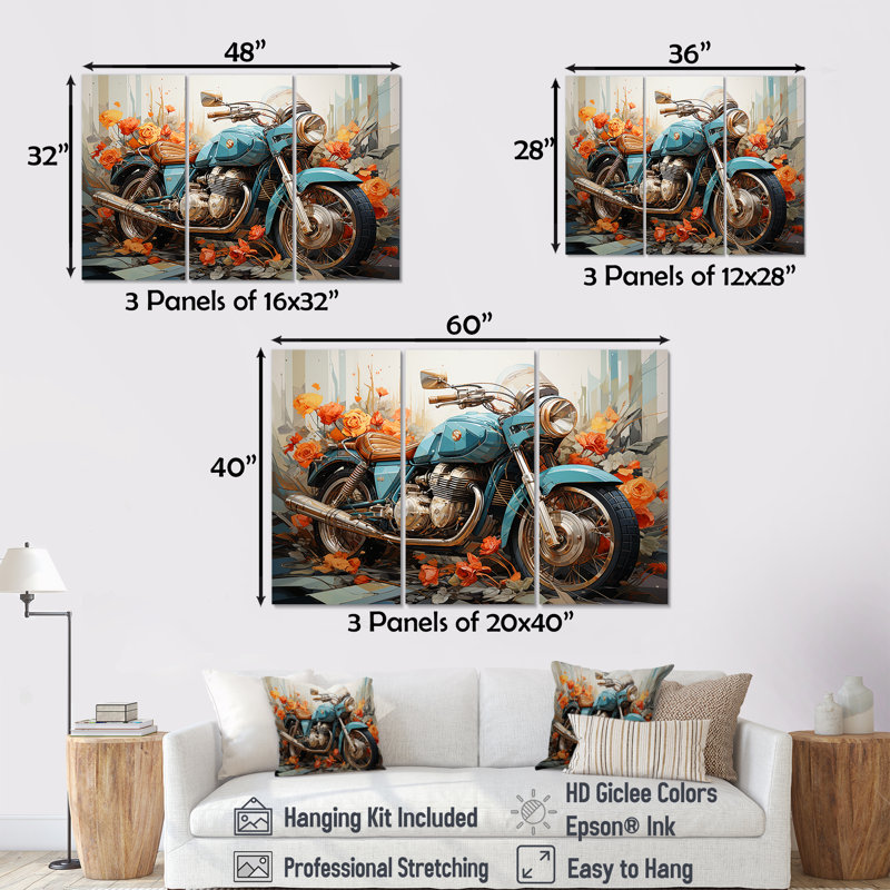 Ensemble de décoration murale géométrique Essence I - Moto, Toile tendue, H 28 po x l 36 po x P 1 po