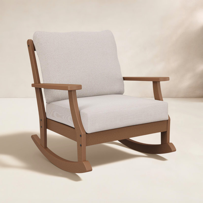 Chaise berçante à siège profond Braxton, Revolution® toile de jute dune, Blanc cassé