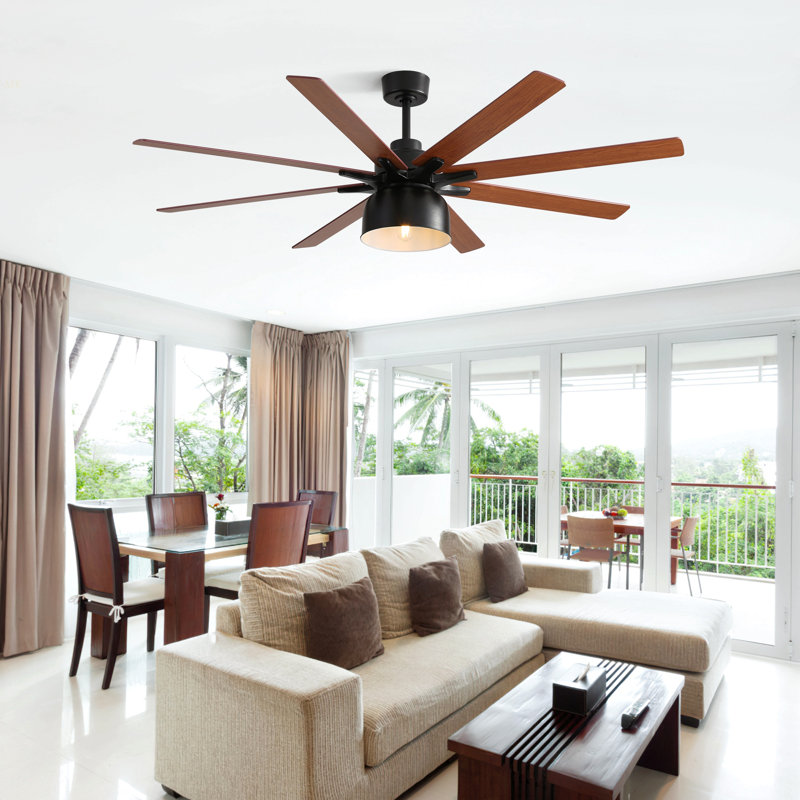 52 Inch Ceiling Fan With 6 Speed Wind 8 Dual Colors Blades Remote Control Reversible DC Motor With Light