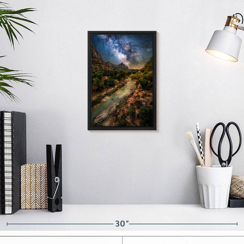 Voie laiteuse sur la rivière Virgin, 9 po x 13 po, Cadre flottant noir