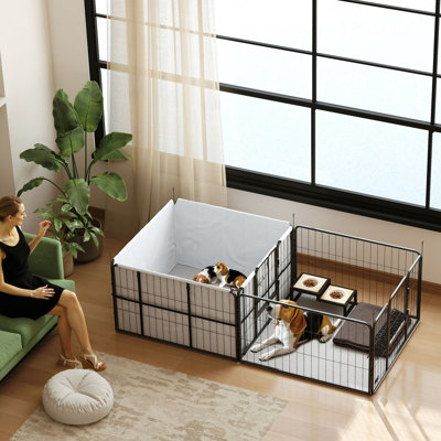 7 Panel Whelping Box for Dogs Dog Playpen with Whelping Pads