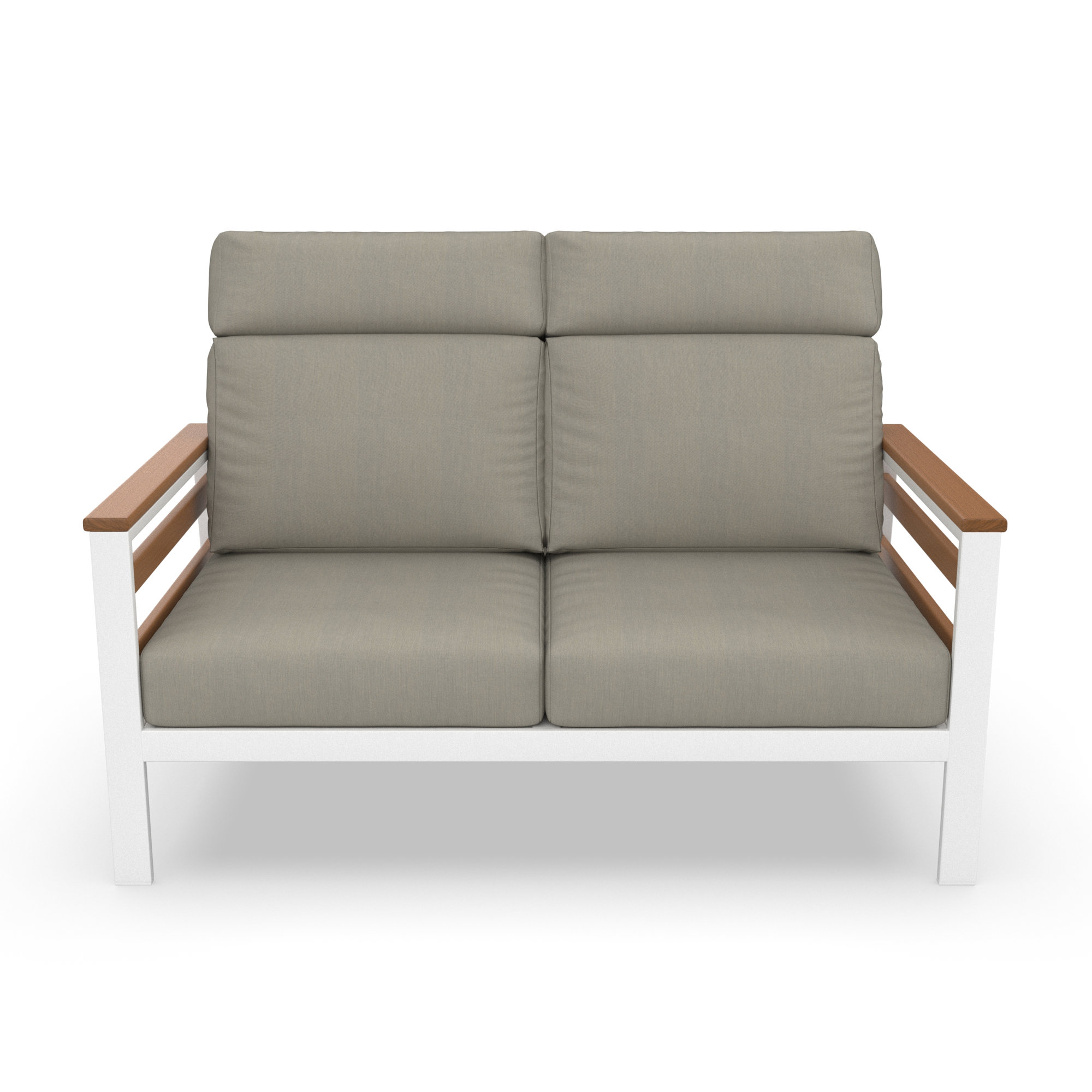 Townsend Metal Outdoor Loveseat With Sunbrella Cushion, Spectrum Dove