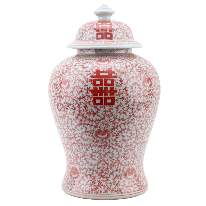 Handmade Porcelain China Jar, 19.5" H x 11.5" W x 11.5" D