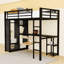 Lit mezzanine multifonctionnel avec bureau intégré, garde-robe et tablettes de rangement-1906289939-1906289949