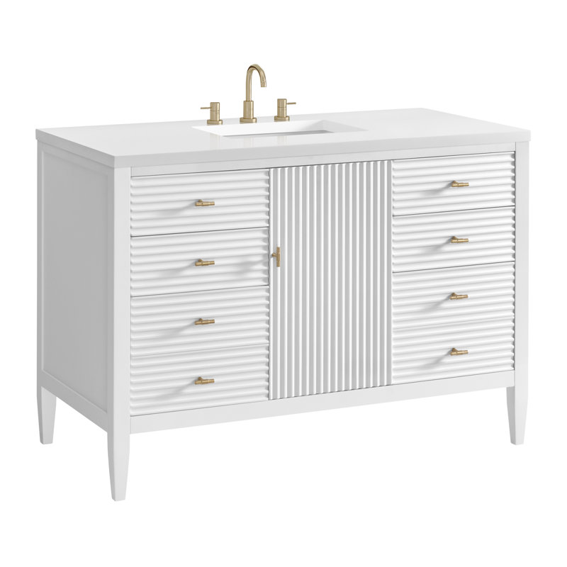 Myrrin 48'' W Single Vanity, White Zeus, Bright White, 8" Widespread