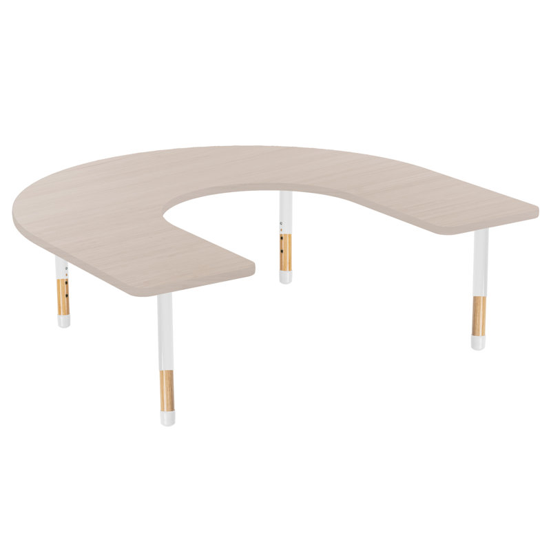 Table d'activité thermofusionnée 60 "x 66" avec pieds réglables en bois épais - sable asiatique / blanc / naturel, Asian Sand