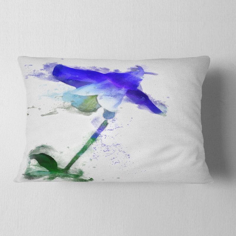Coussin bleu avec aquarelle