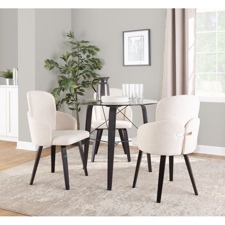 Trilogy Mid-Century Modern Round Dinette Table in Black Wood with Clear Glass Top by Corrigan Studio Corrigan Studio