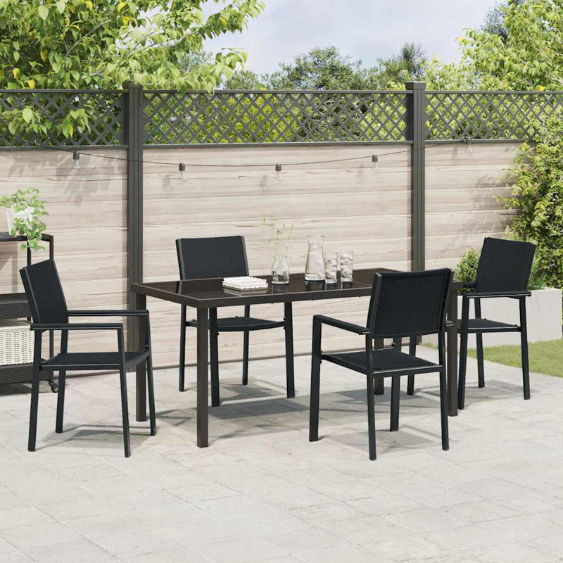 4 Piece Garden Dining Set Black