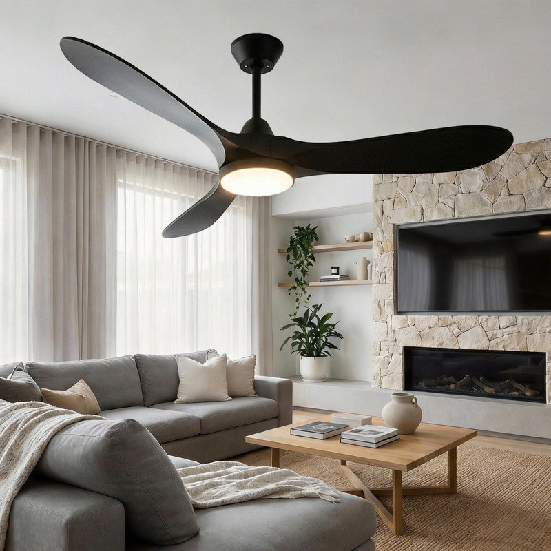 52 Inch Modern Ceiling Fan with Lights and Remote Control, Quiet Reversible DC Motor, 6 Speeds, Timer, 3 CCT Dimmable, Plastic Blades, Indoor Ceiling Fan for Bedroom Living Room