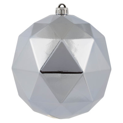 Ornement en forme de boule géométrique de 8 po avec une finition brillante.