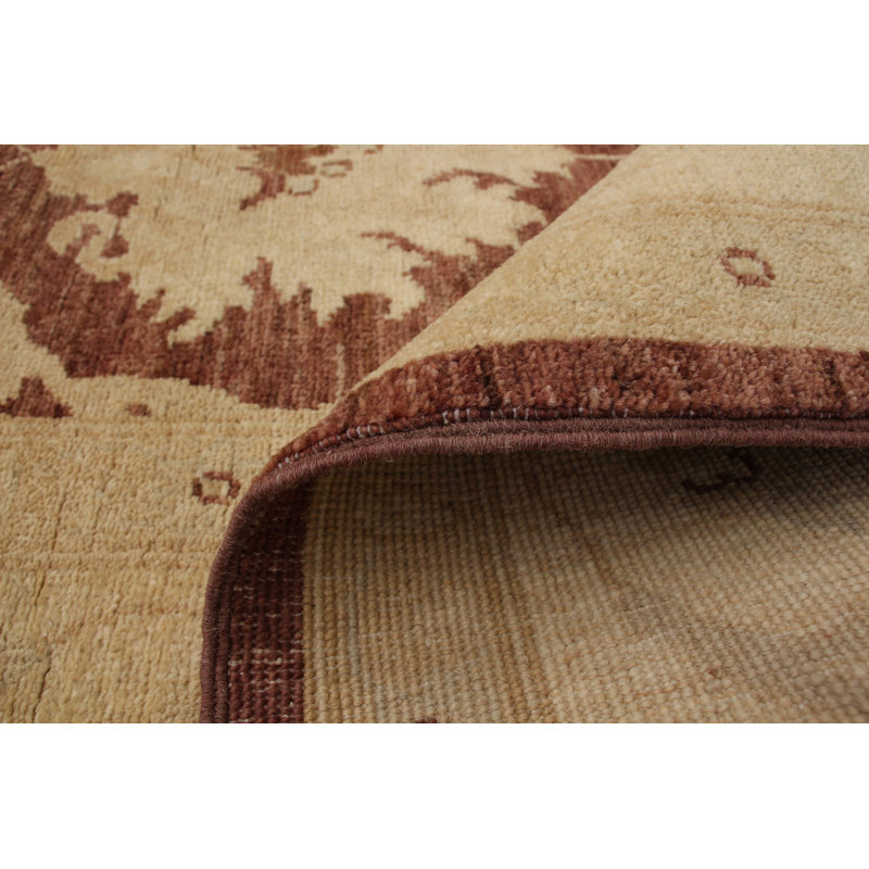 Tapis zone en laine beige/brune 8 pi 4 po x 9 pi 9 po à la main one-of-kind-noué la 2010 Franich