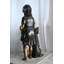 Sculpture fille et chien en bronze debout, enfant et animal de compagnie 23 po x 13 po x H 39 po