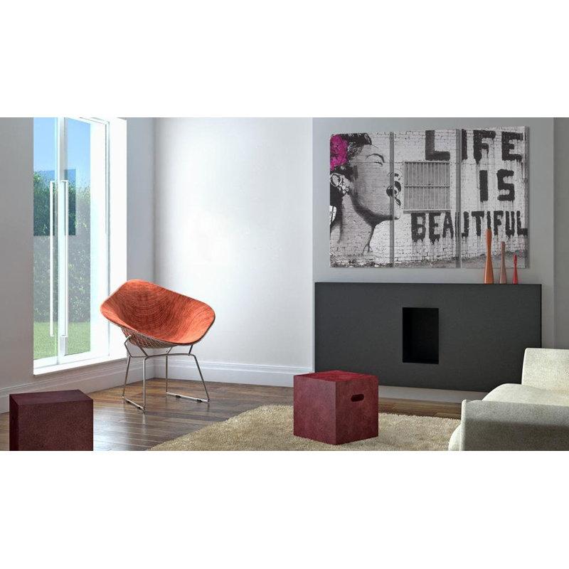 «Nunatak Banksy Life Is Beautiful», 3 pièces, H 16 po x l 24 po x P 0,7 po