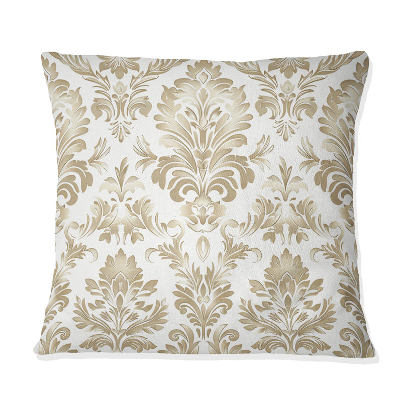 Coussin Beige classique damassé Bliss I - traditionnel, H 16 po x l 16 po