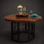 48" Round Mesquite Dining Table | Solid Wood, Wrought Iron Base, Rustic Ranch Style