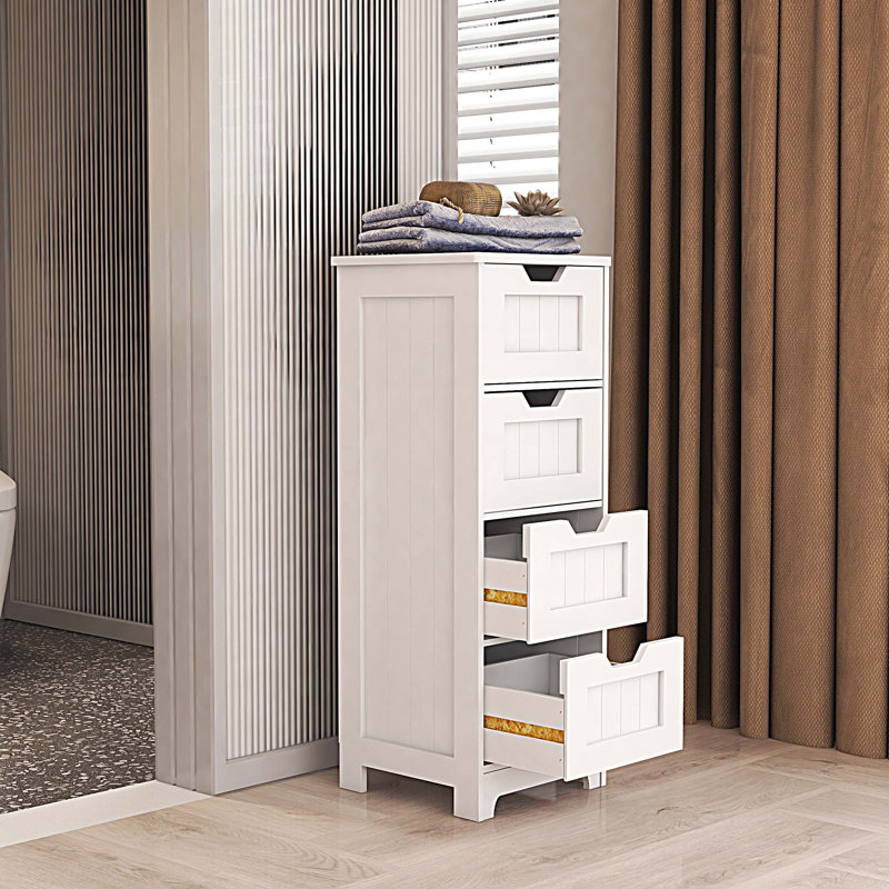 Armoire de rangement autoportante avec 4 tiroirs pour salle de bain, salon, cuisine