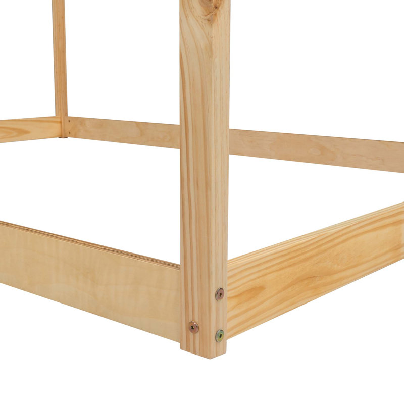 Lit en bois sans lattes, Naturel, Double