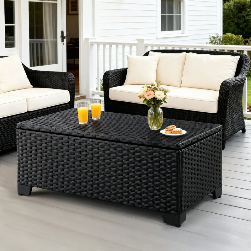 Versatile Brown Wicker Storage Side Table
