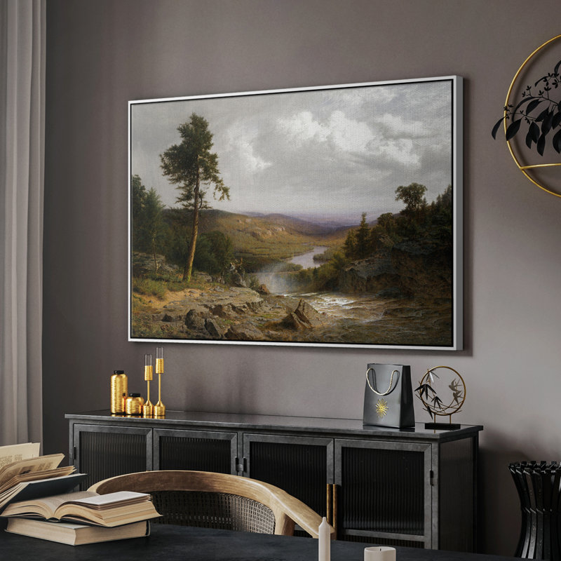 Paysage rétro - CMXCIV, Toile encadrée flottée blanche, H 25 po x l 37 po