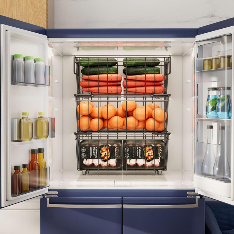 4/6Pcs Carbon Steel Storage Baskets Bins
