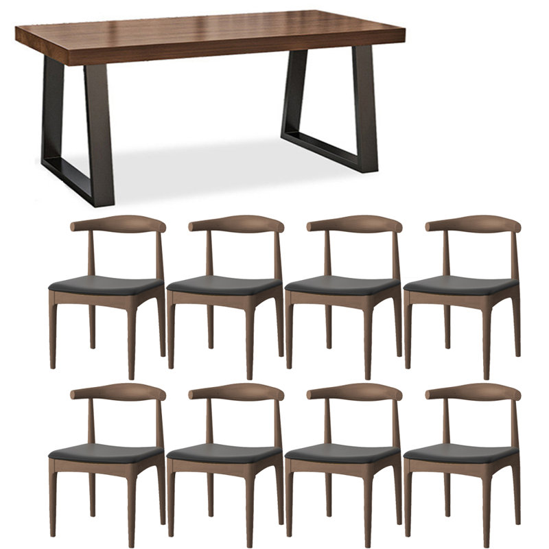 American style solid wood dining table set, 29.5"H x 78.7"L x 31.4"W 