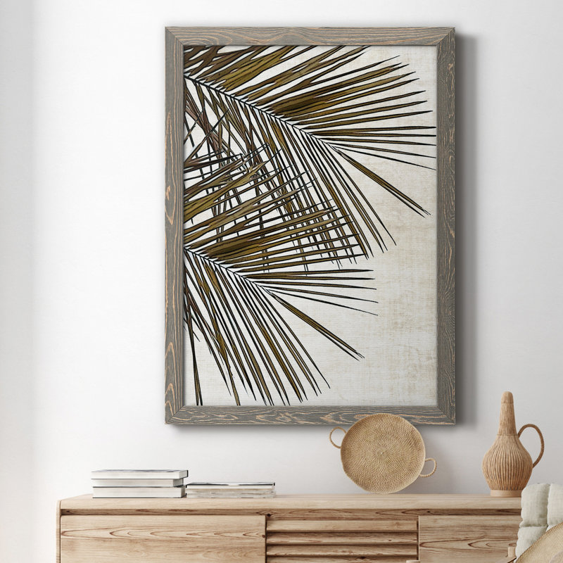 Palmier I - cadre photo, impression sur toile, Toile avec cadre gris, H 20 po x l 17 po x P 1 po