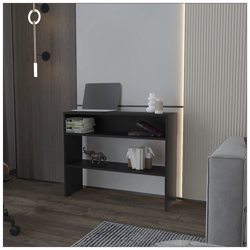 Console noire avec rangement ouvert, Noir