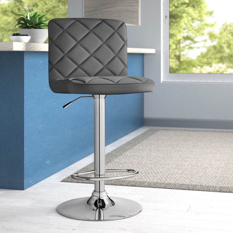 Tabouret de bar rotatif 24 po Duval, Faux cuir gris, Argent