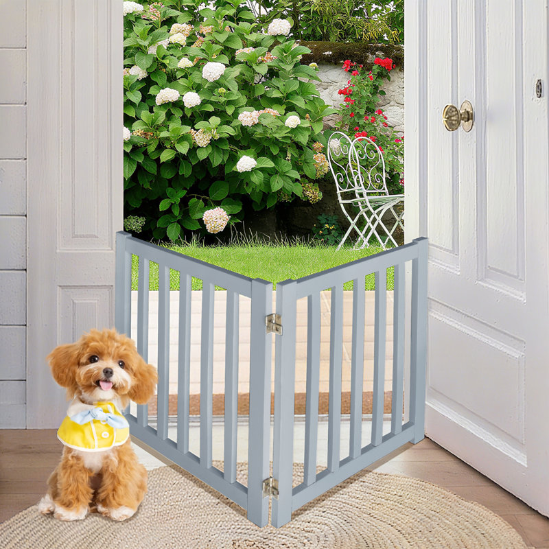 Barrière pour animaux pliable autoportante en bois massif pour chiens, 2 panneaux pour les portes, les escaliers et les petits espaces