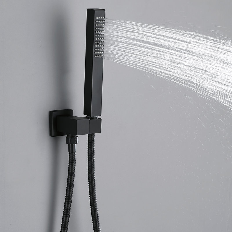 21.65*9.05" Thermostatic Digital Display Shower System, Wall Mounted High Flow Hand Shower and Two Functions Shower Head with Rough-in Valve