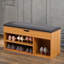Pine Wooden Shoe Rack Bench with Cushion Shoe Organiser Storage Shelves Storage Compartment