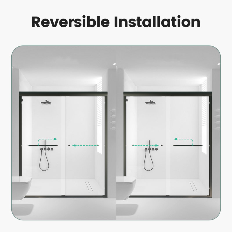 Semi-Frameless Double Sliding Shower Door, Black