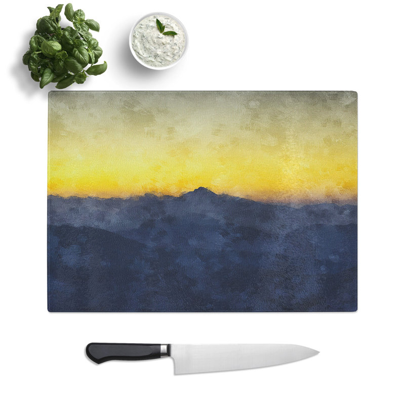 Tempered Glass Mountain Sunrise in Italy Chopping Board, 28.5 cm x 39 cm