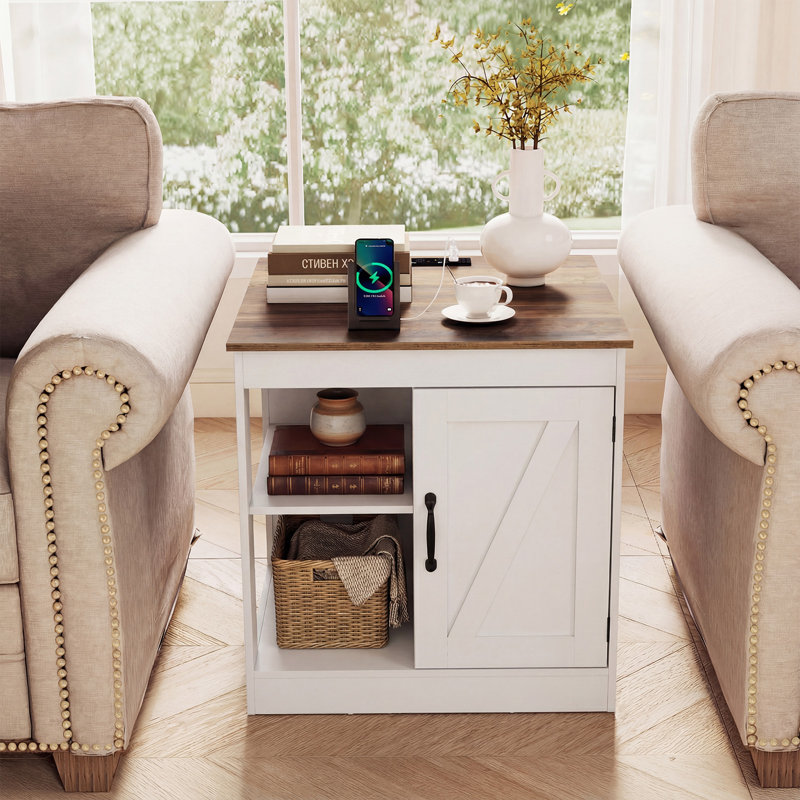 60cm W Manufactured Wood Bedside Table, White