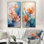 «Beige and Blue Whispering Breeze», ensemble d'art mural sur toile abstrait impressionnisme