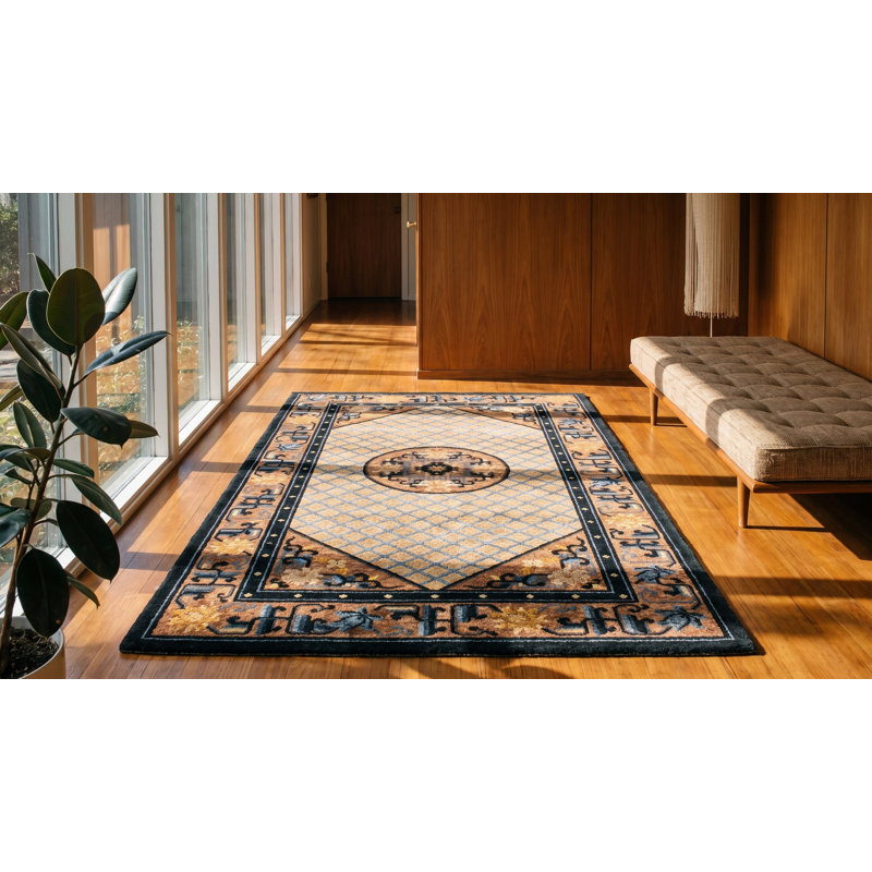 Hand Knotted Silk Geometric Area Rug