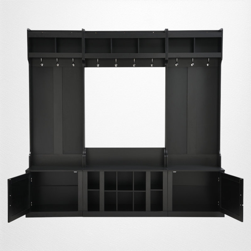 Hall Tree 82.63" Wide With Bench And Storage, Black