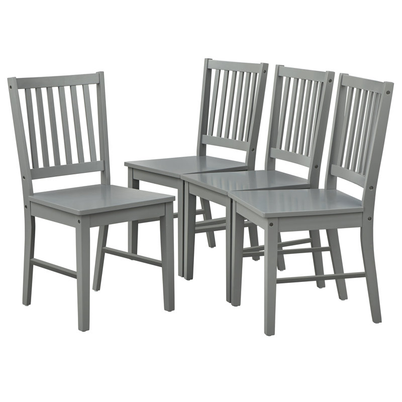 Ailise 17.5'' H Solid Wood Side Chair, Charcoal Gray
