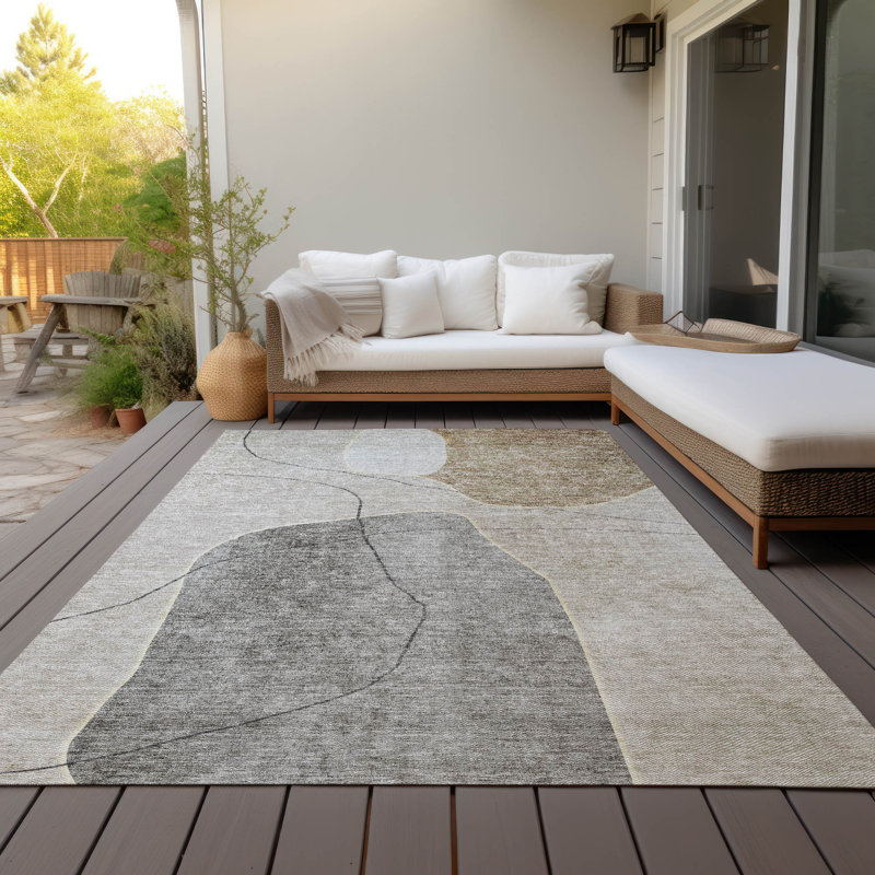Tapis intérieur / extérieur Melania avec envers antidérapant, Rectangulaire 8 pi x 10 pi