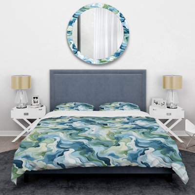 Ensemble de housse de couette abstrait bleu et éthéré camouflage
