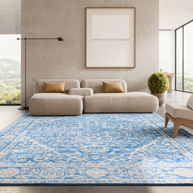 Tapis oriental performance Alto, Blue/Ivory, Rectangle 7' x 9'