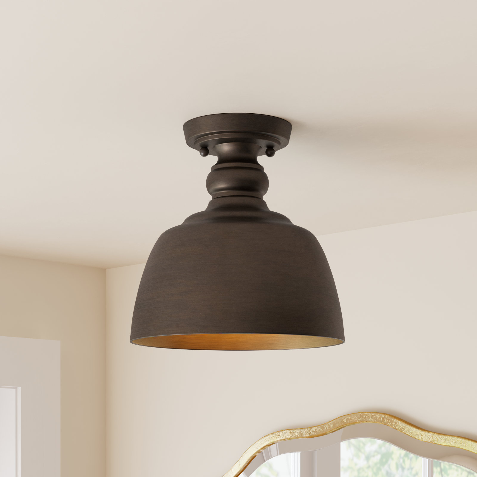 Holmes Single Light Flush Mount, Rubbed Bronze
