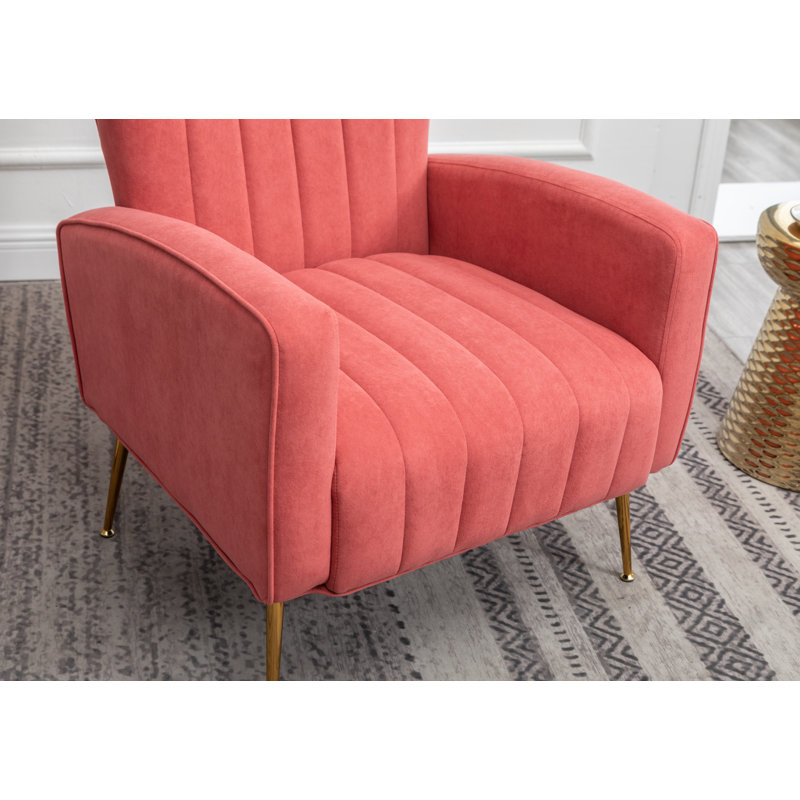 Milana 27" Wide Velvet Wingback Chair, Blush Pink Velvet