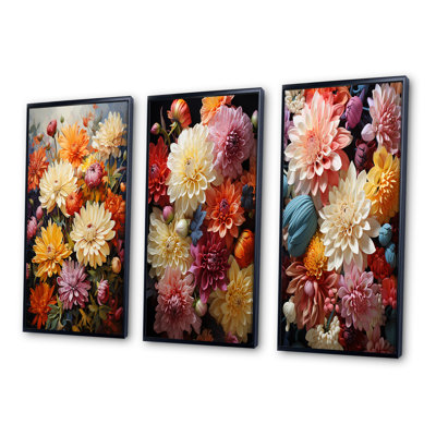 «Mums Mums In Bloom», 3 pièces sur toile