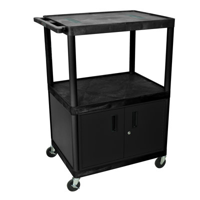 Tuffy Open Shelf Endura Video AV Cart with Locking Cabinet
